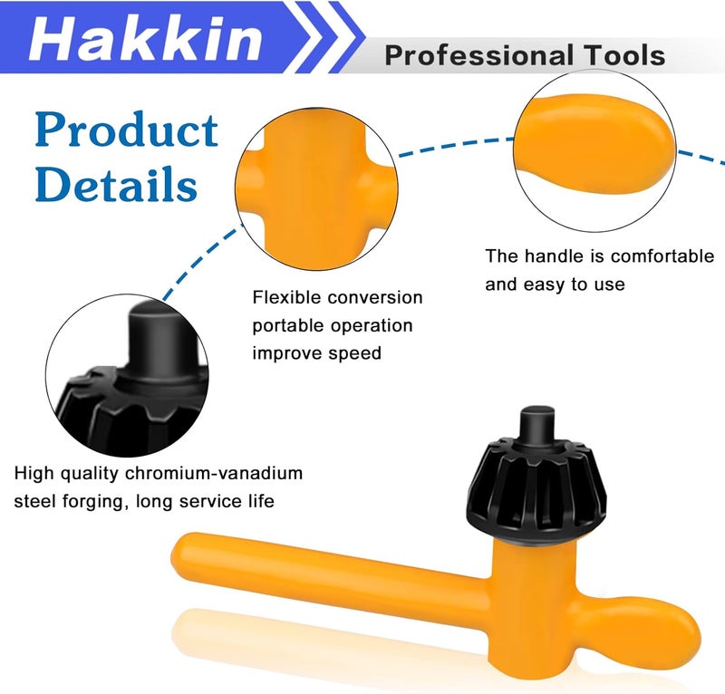 Hakkin 6 Sizes Drill Chuck Key Wrench, 3/4" 5/8" 1/2" 3/8" 1/4" 5/32" Carbon Steel Heavy Duty Thumb Handle Replacement Drill Chuck Key Wrench, Electric Drill Clamping Tool - Image 4
